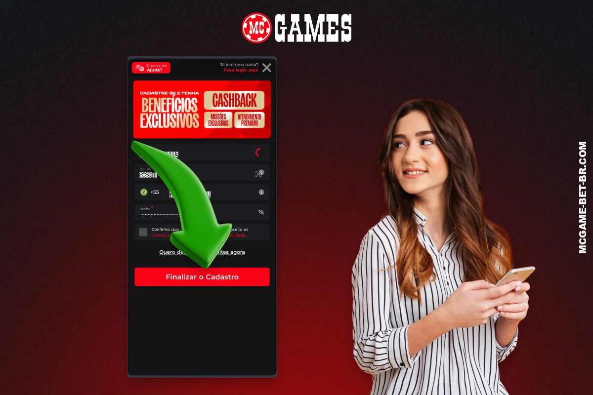 Você pode criar uma conta na MC Games Brasil através do aplicativo oficial para Android e iOS